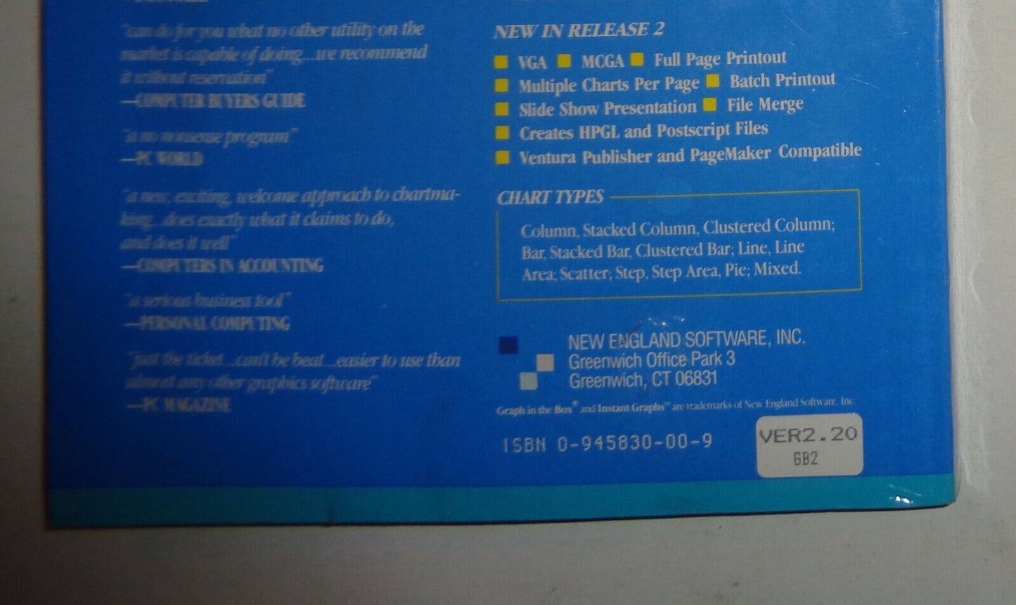 Graph-in-the-box : release 2.2, New England Software Inc. 1987 BRAND NEW, SEALED