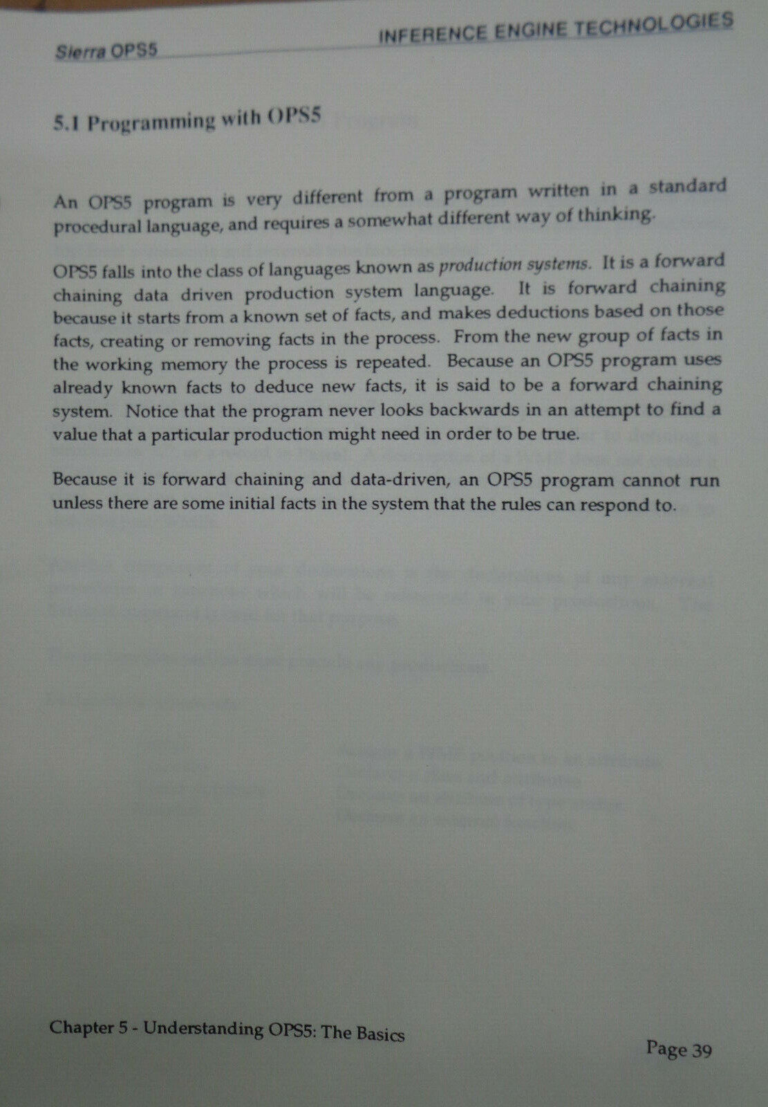 SIERRA OPS5 Rule-based Expert System Language, by Inference Engine Techno.. 1987