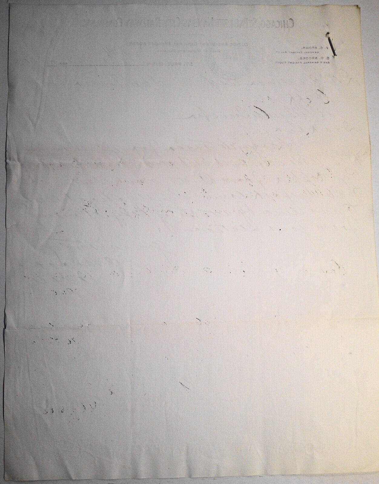 1899 Chicago, St. Paul & Kansas Railway Company Tracer, on Letterhead