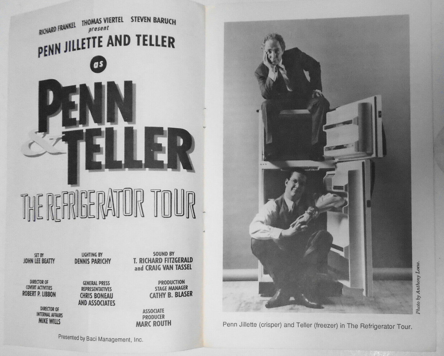 Penn & Teller: The Refrigerator Tour - Programme - 1990