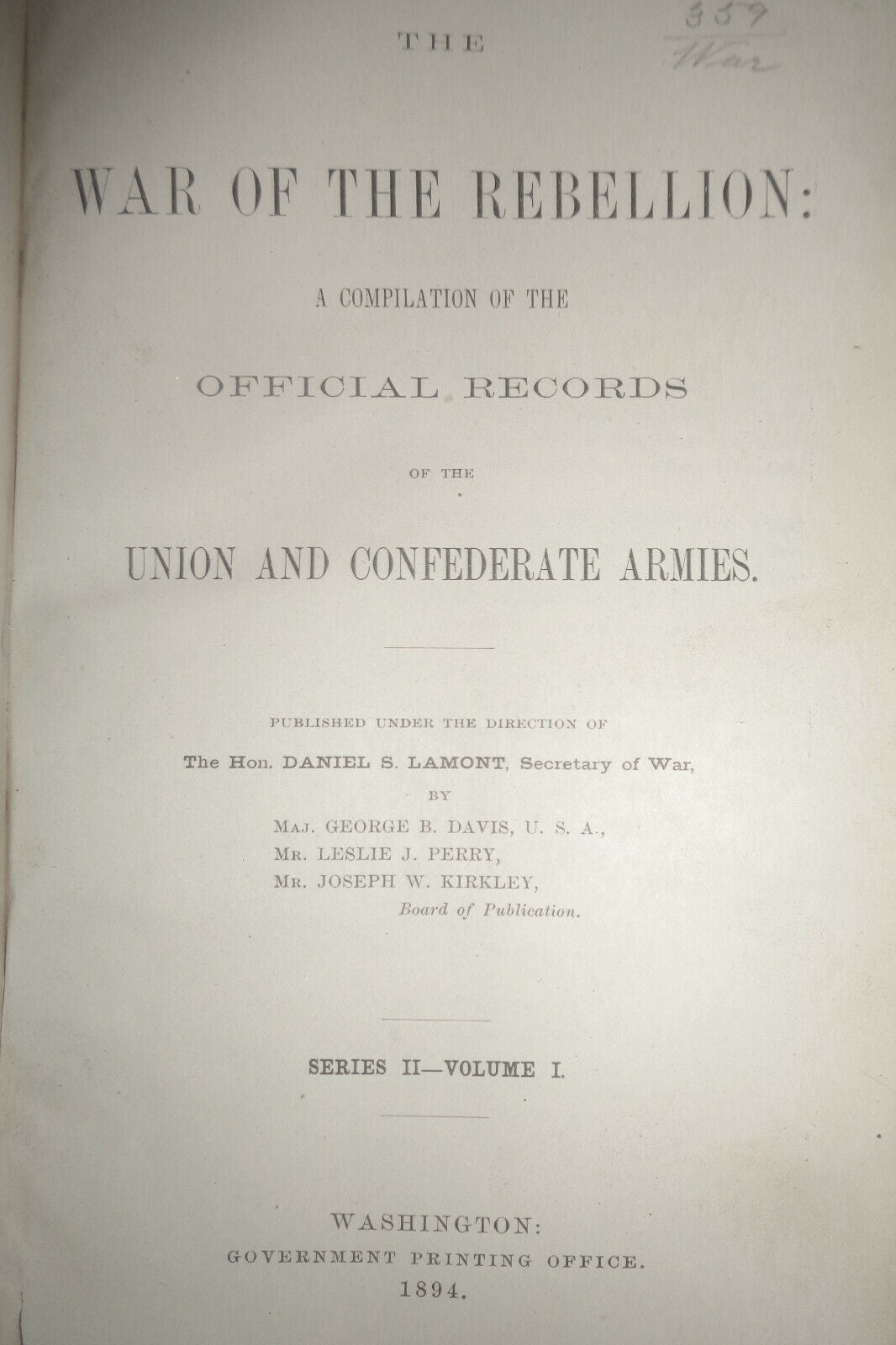 1894 The War of Rebellion - Ser 2 Vol 1 - Texas Surrender, Prisoners, Slaves etc
