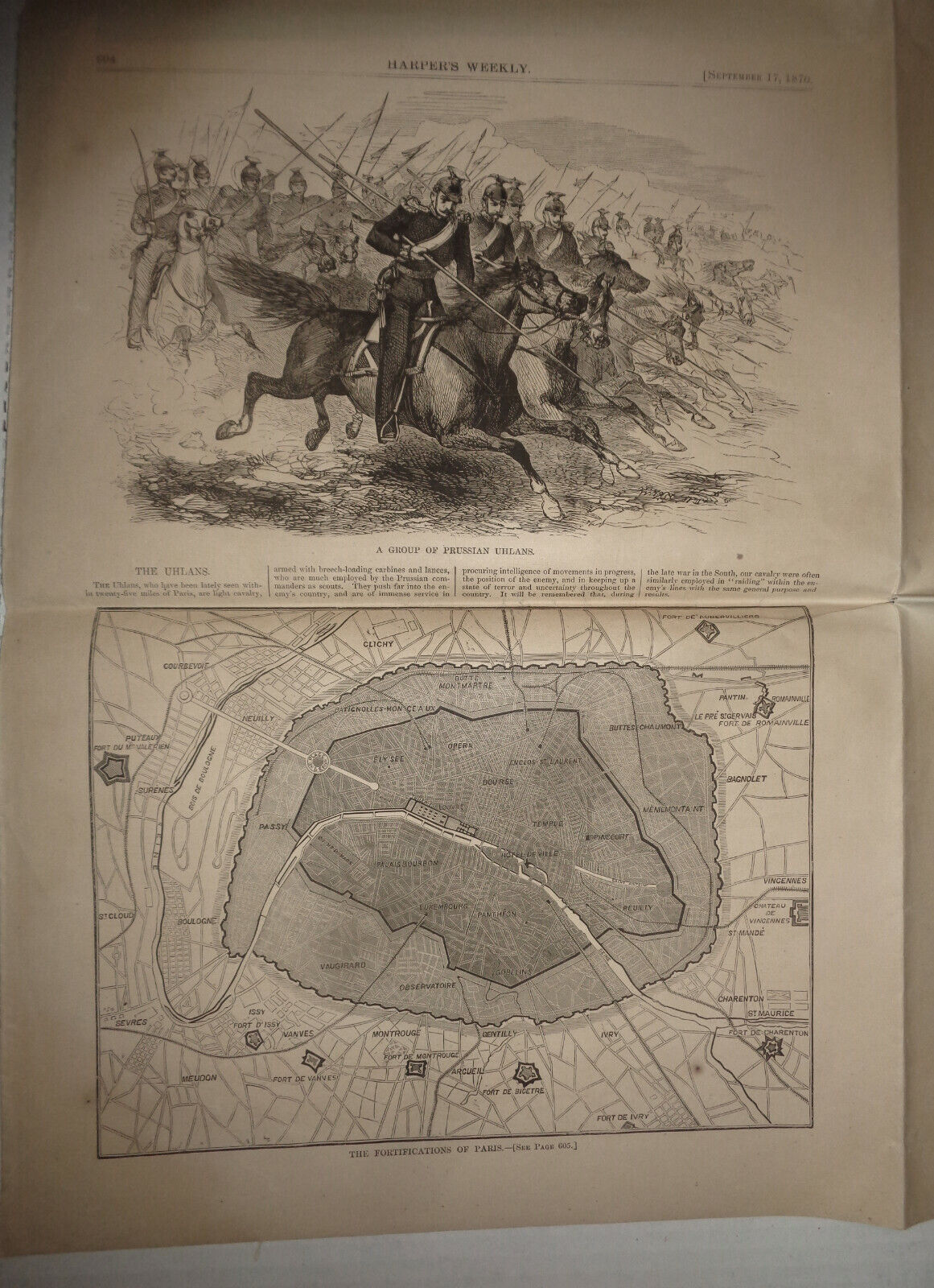 HARPER'S WEEKLY SEPTEMBER 17, 1870 - FORTIFICATIONS OF PARIS; PRUSSIANS; ICELAND