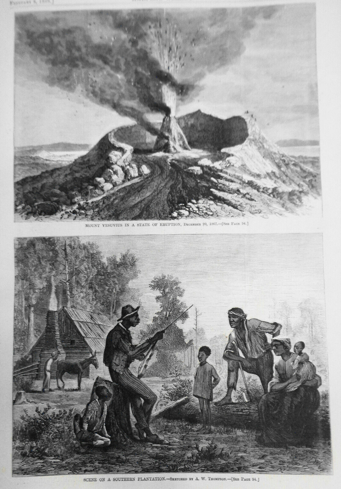 HARPER'S WEEKLY FEB 8, 1868 OVERLAND MAIL, PLANTATION SCENE, PAUPERS, ART SCHOOL
