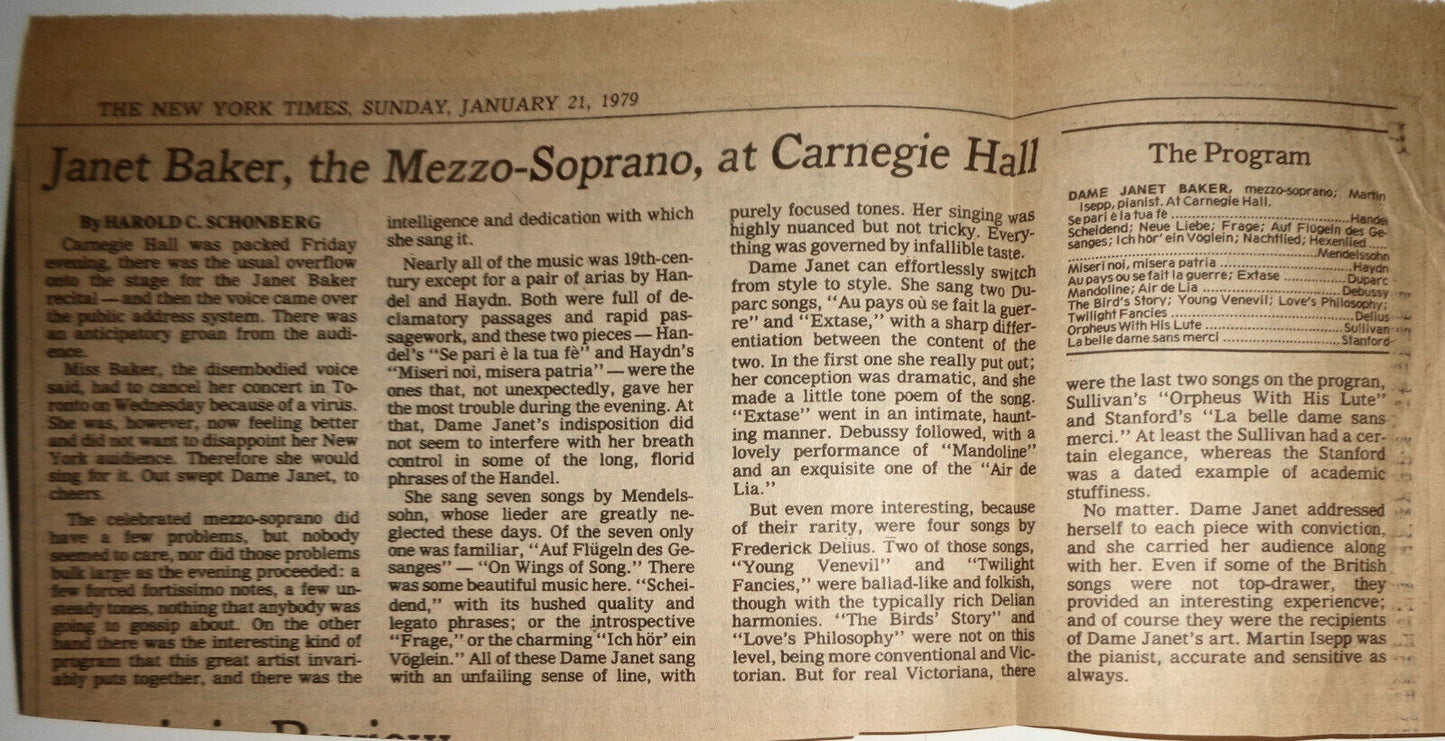 NATIONAL SYMPHONY ORCH - STAGEBILL JAN 1979 Rostropovich, Vishnevskaya, Du Pre