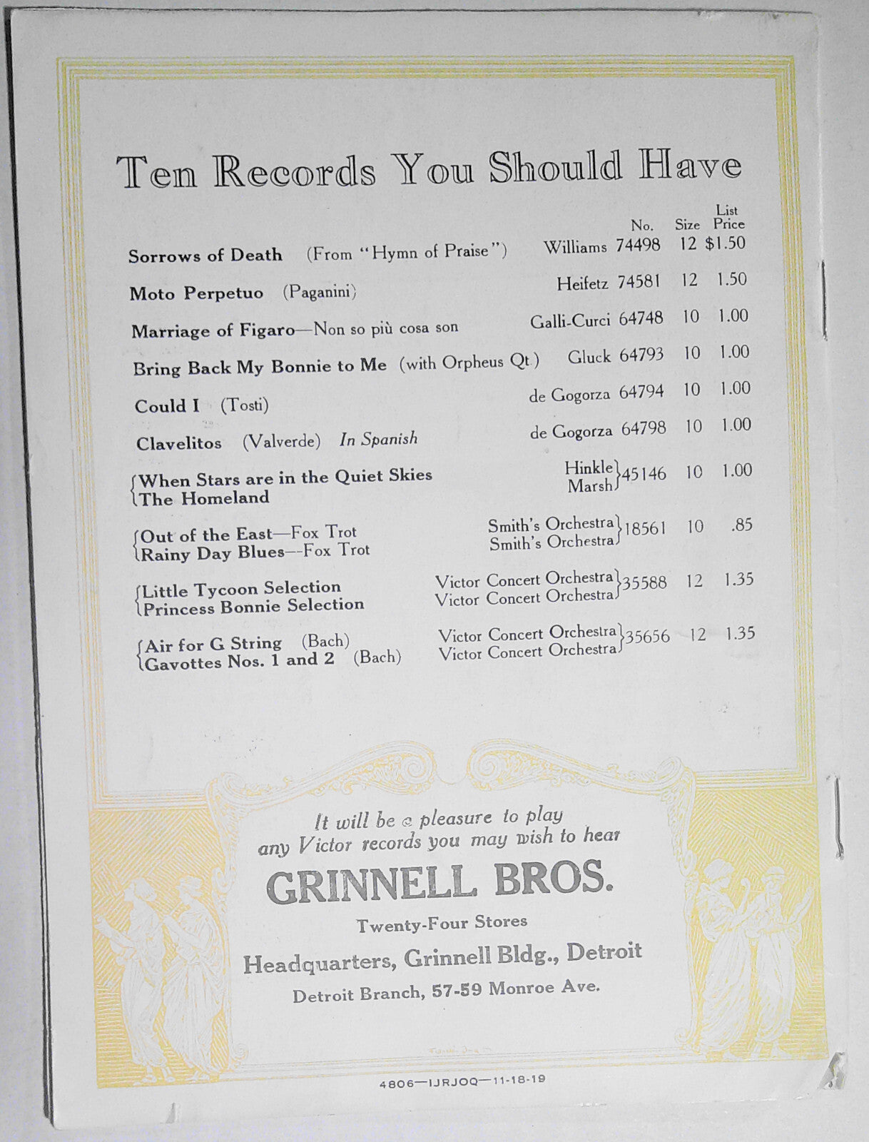 Three Victor Records catalogs : Enrico Caruso (1922), 1919 & 1920.