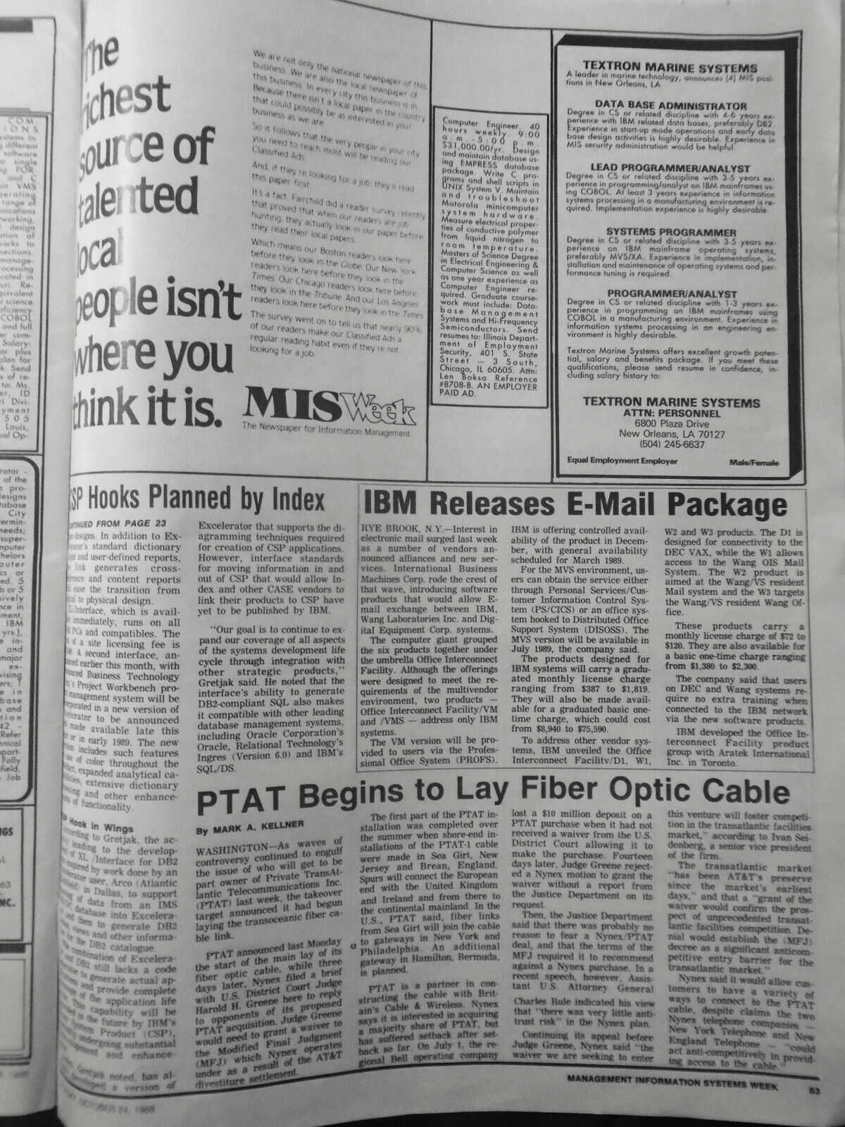 MIS Week, October 2, 1988