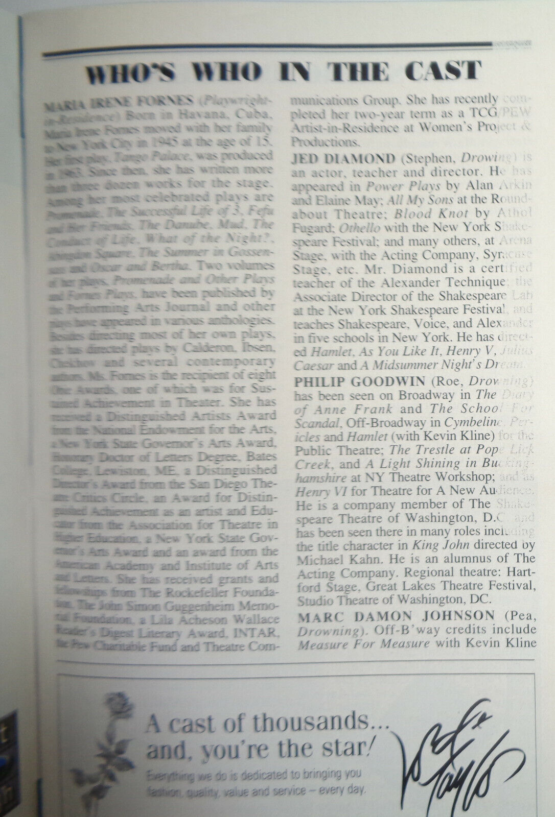 Mud And Drowning - Playbill - September 1999