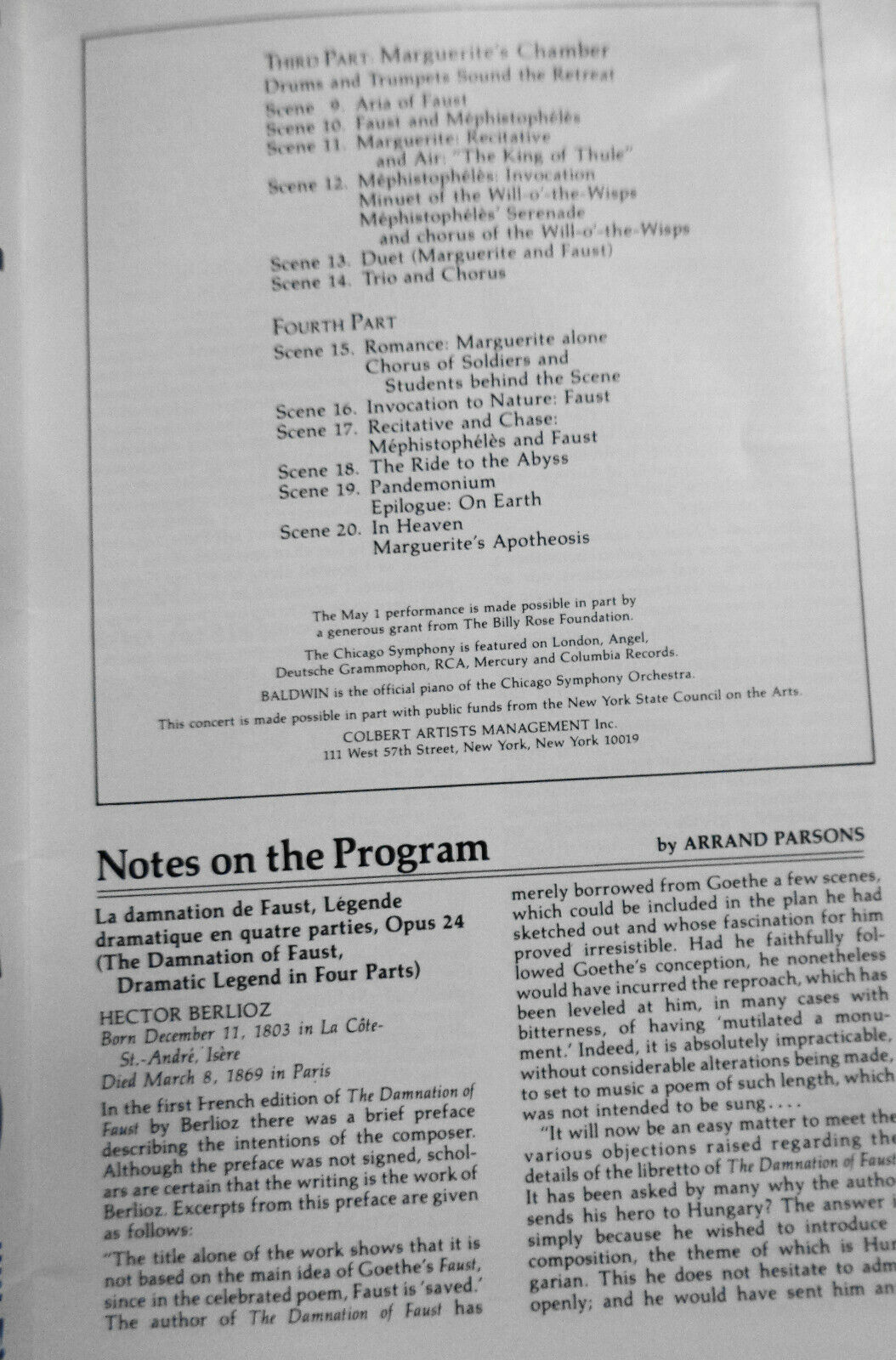 CHICAGO SYMPHONY ORCH - Stagebill 1981 Carnegie Hall - Von Stade, Jose Van Dam