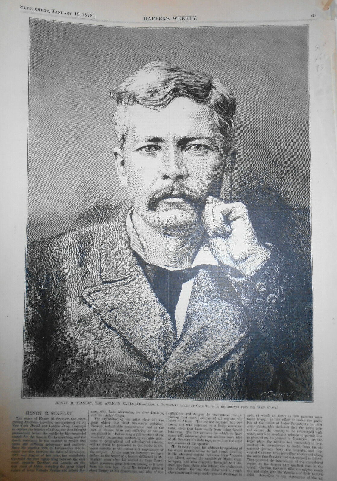 Henry M. Stanley, The African Explorer - Harper's Weekly January 19, 1878