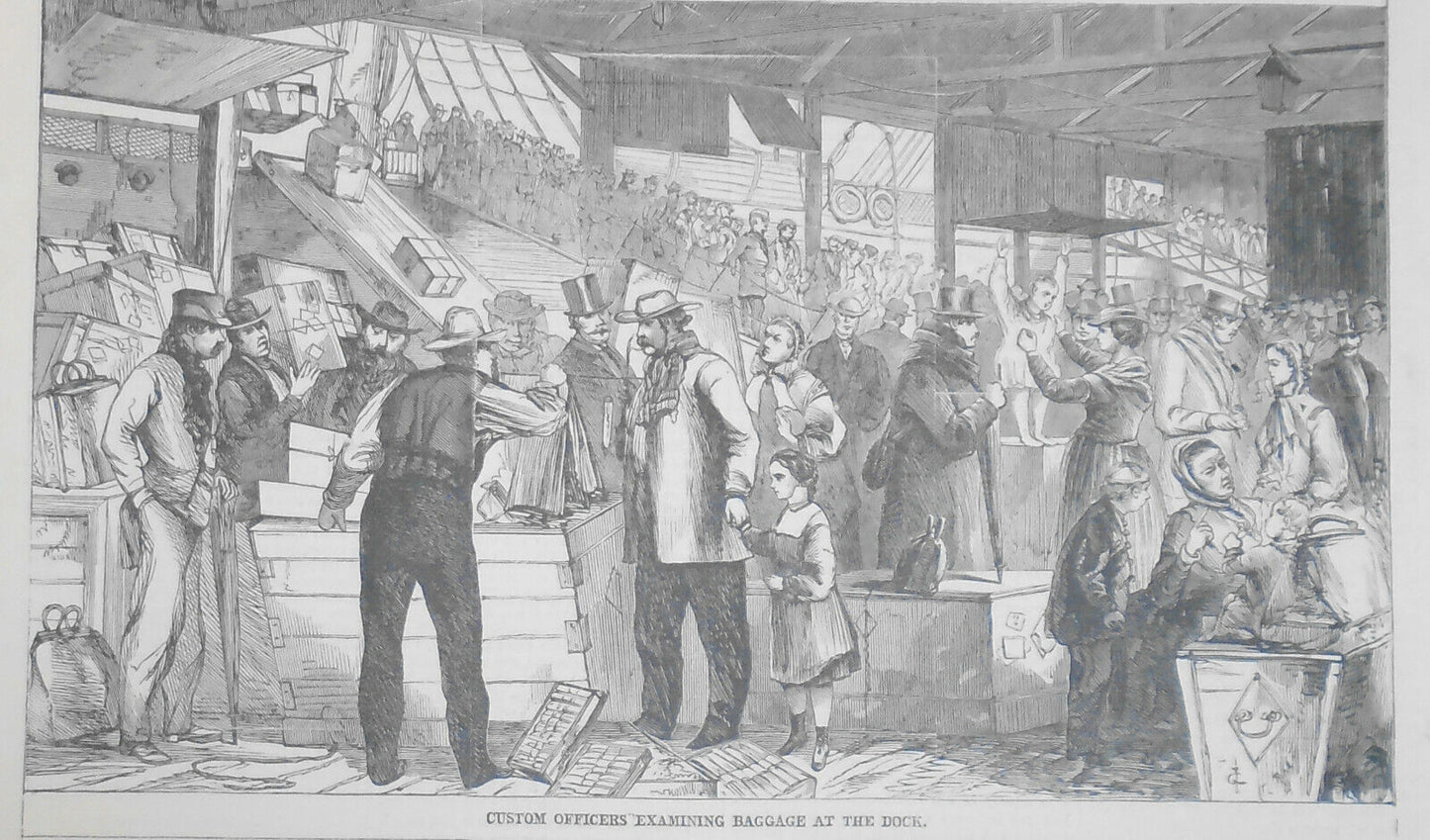 Collecting The Customs - Operations Of Customs Inspectors. 1868 Harper's Weekly