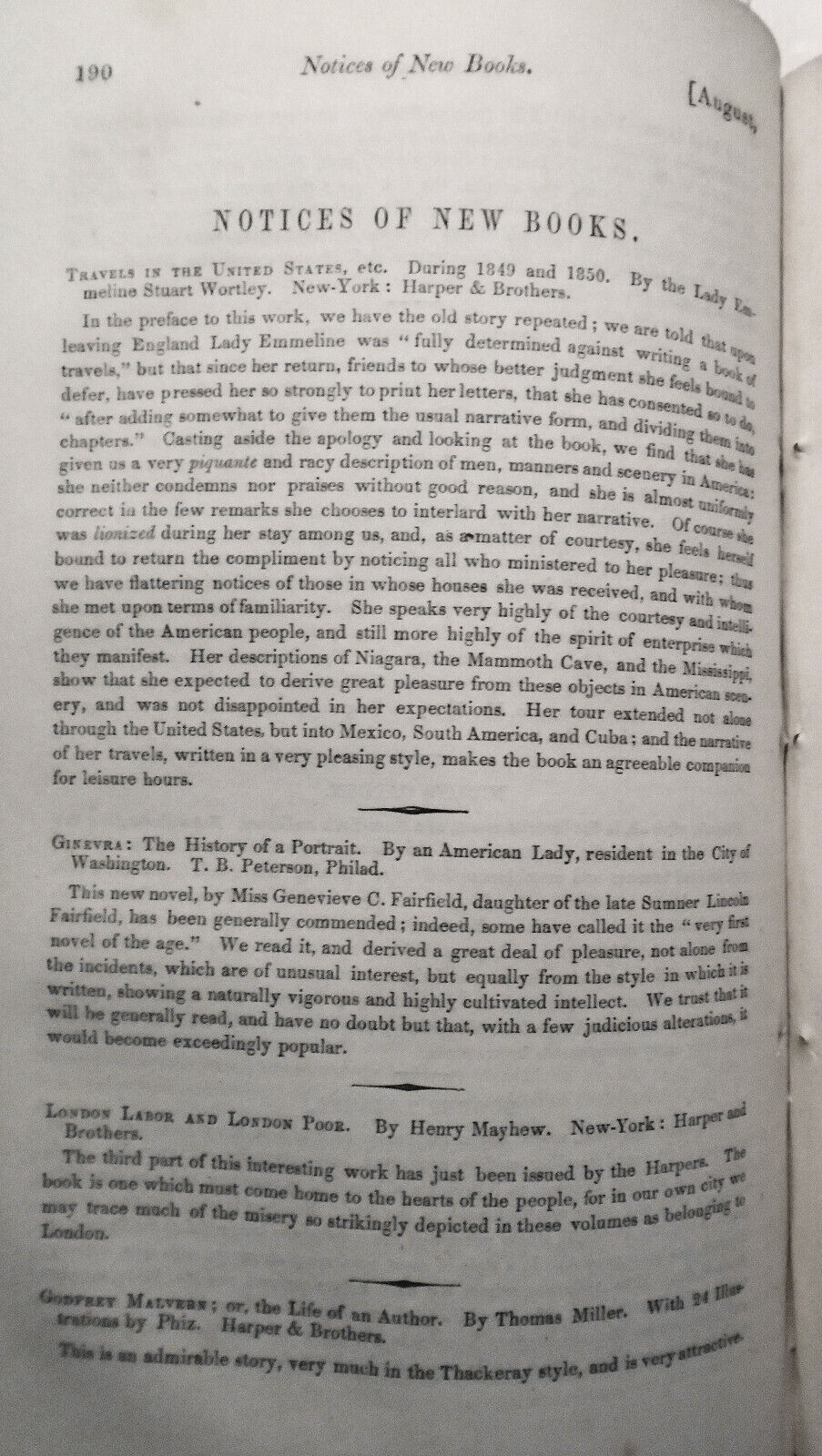 The United States Magazine and Democratic Review, August 1851