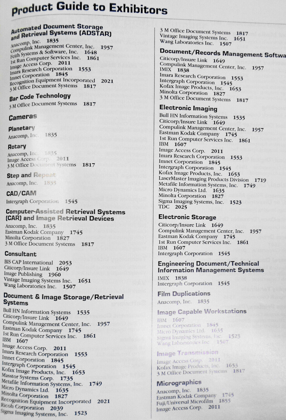 Imaging '90, Official Directory & Buyer's Guide - Oct. 1990 - Javits Center, NYC