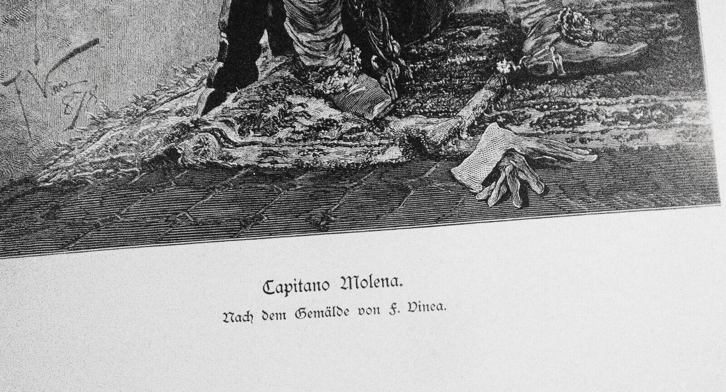 Capitano Molena, by F. Vinea -- 1884 - Original antique print - 16 x 11 inches