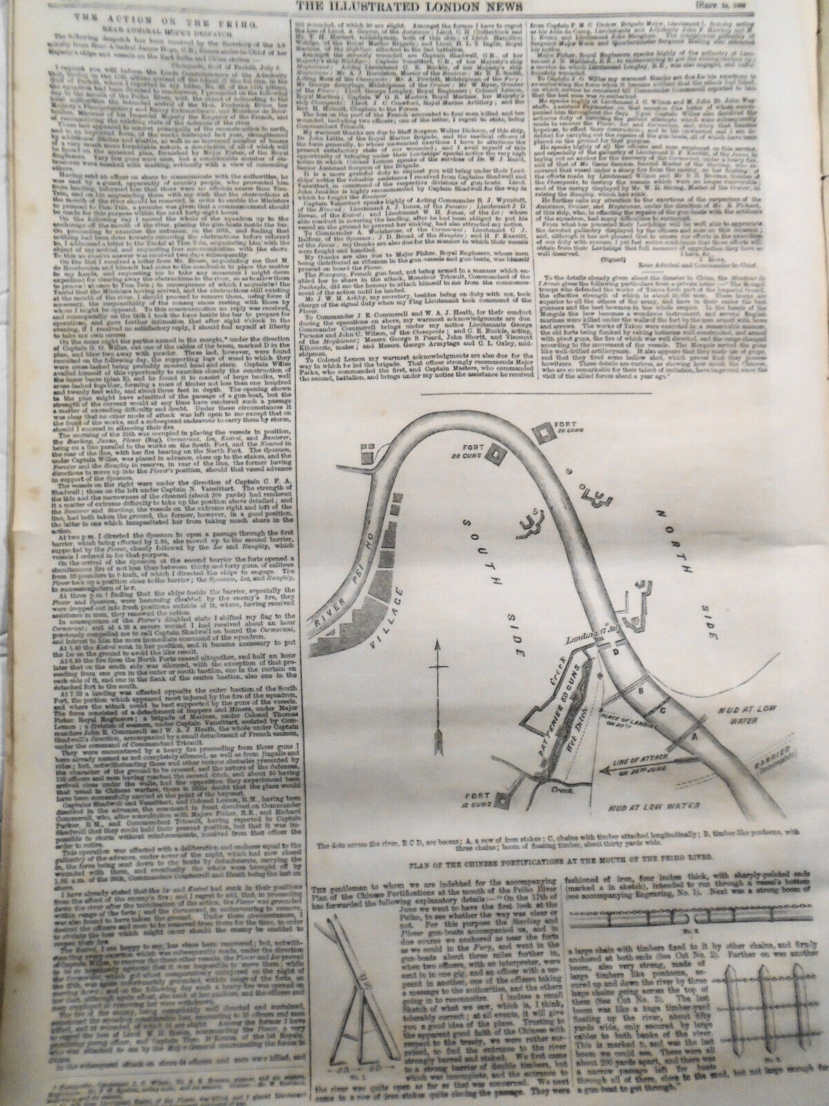Illustrated London News, 9/24/1859 - Attack on Chinese fortifications at Peiho