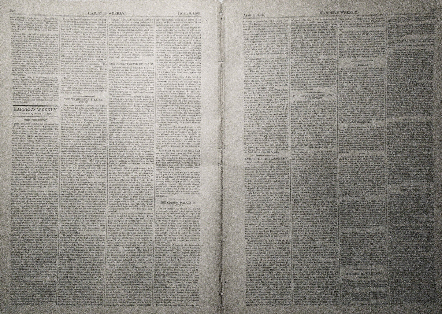 Harper's Weekly April 3, 1869: Grant cabinet; Sing Sing riot; Fulton Fish Market