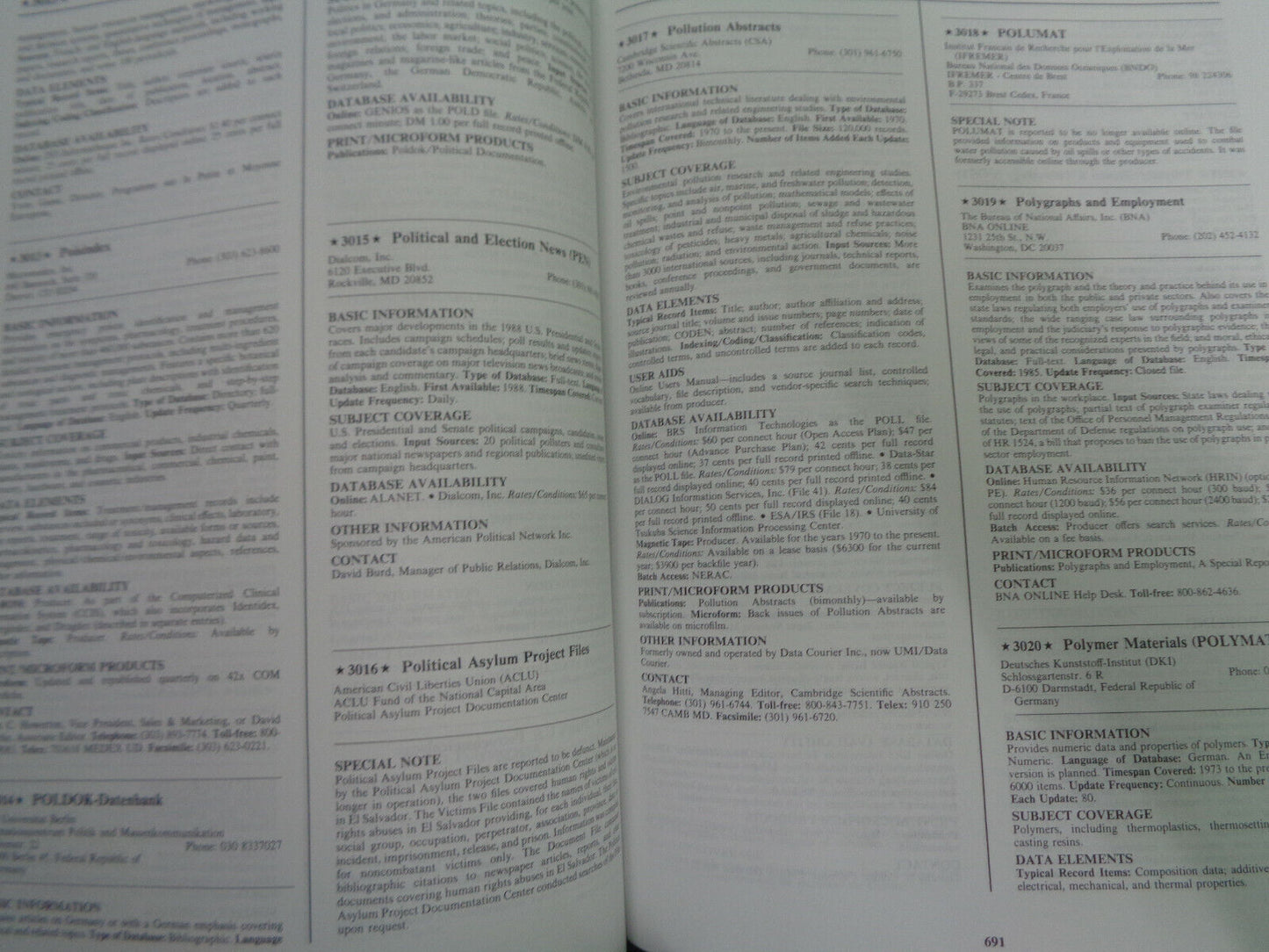Computer-Readable Databases: A Directory and Data Sourcebook. 1989 Hardcover