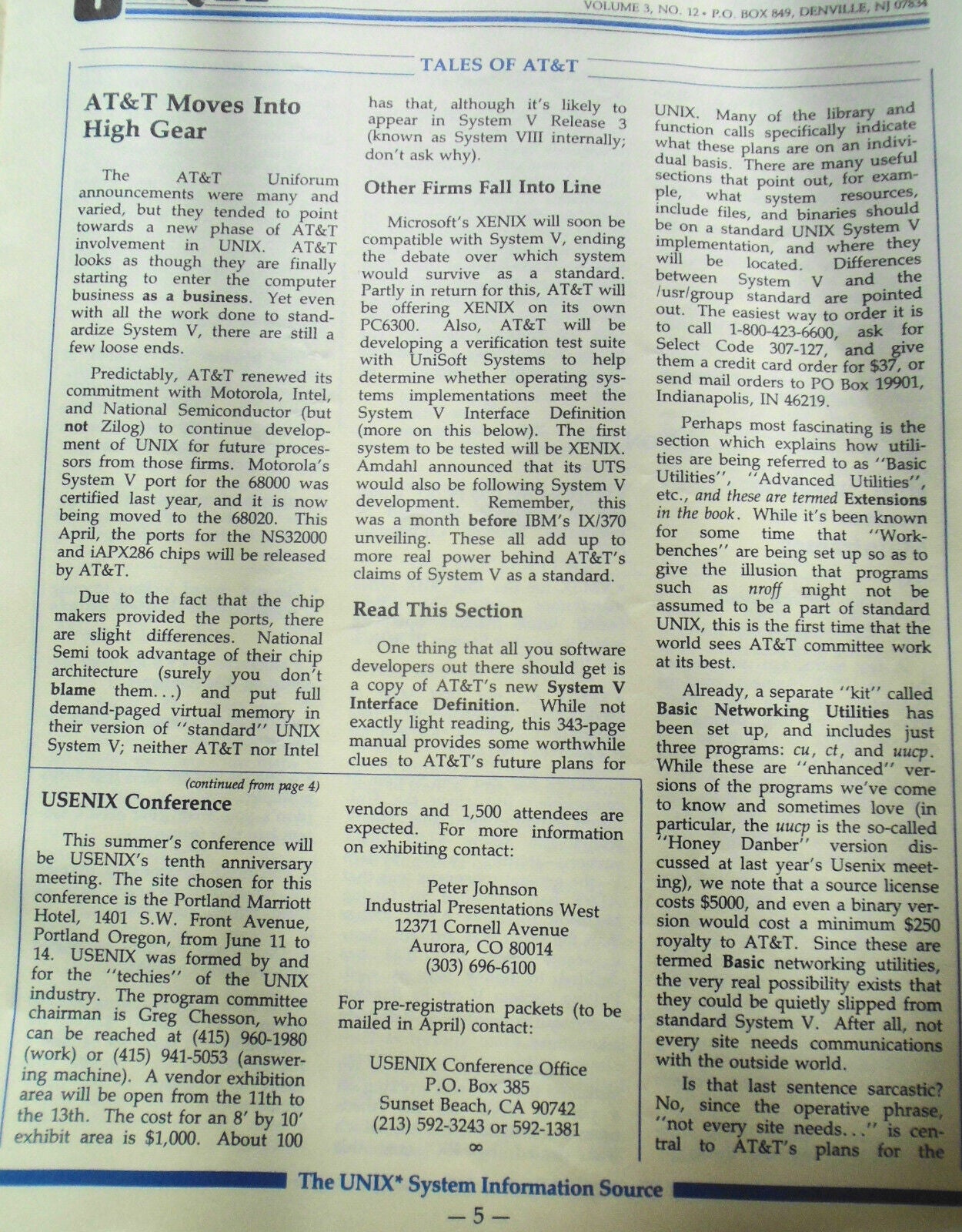 UNIQUE, Vol. 3, No. 12, 1985 - The UNIX System Information Source