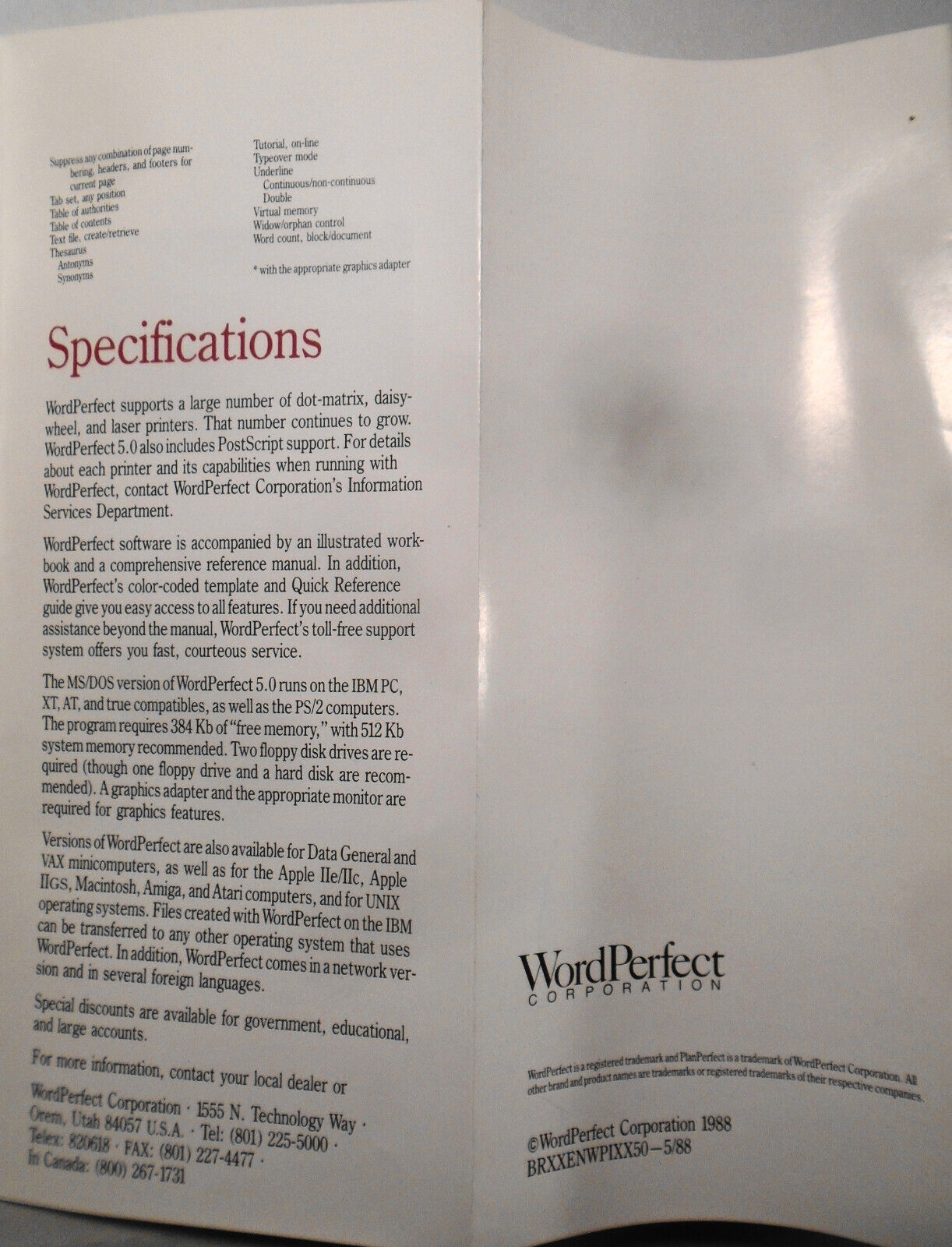 1988 3 WordPerfect for IBM PCs brochures
