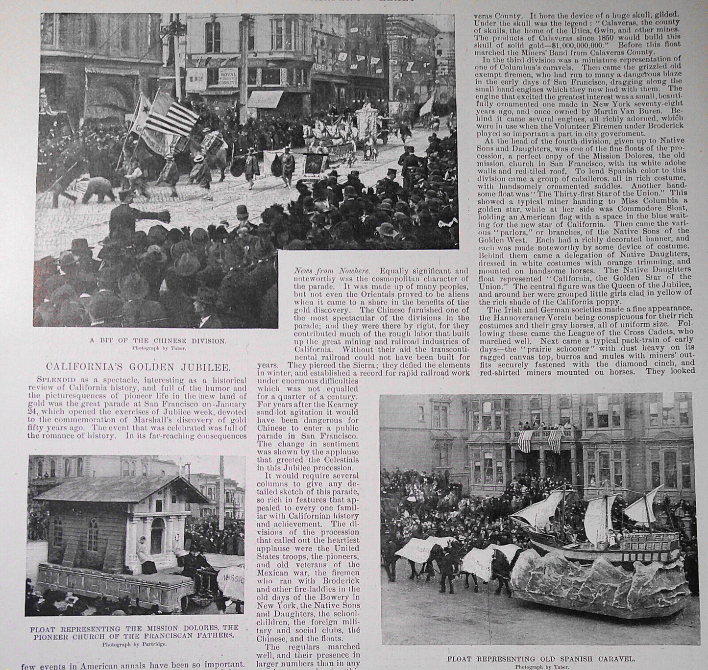 California's Golden Jubilee - Harper's Weekly, February 12, 1898. Story & prints