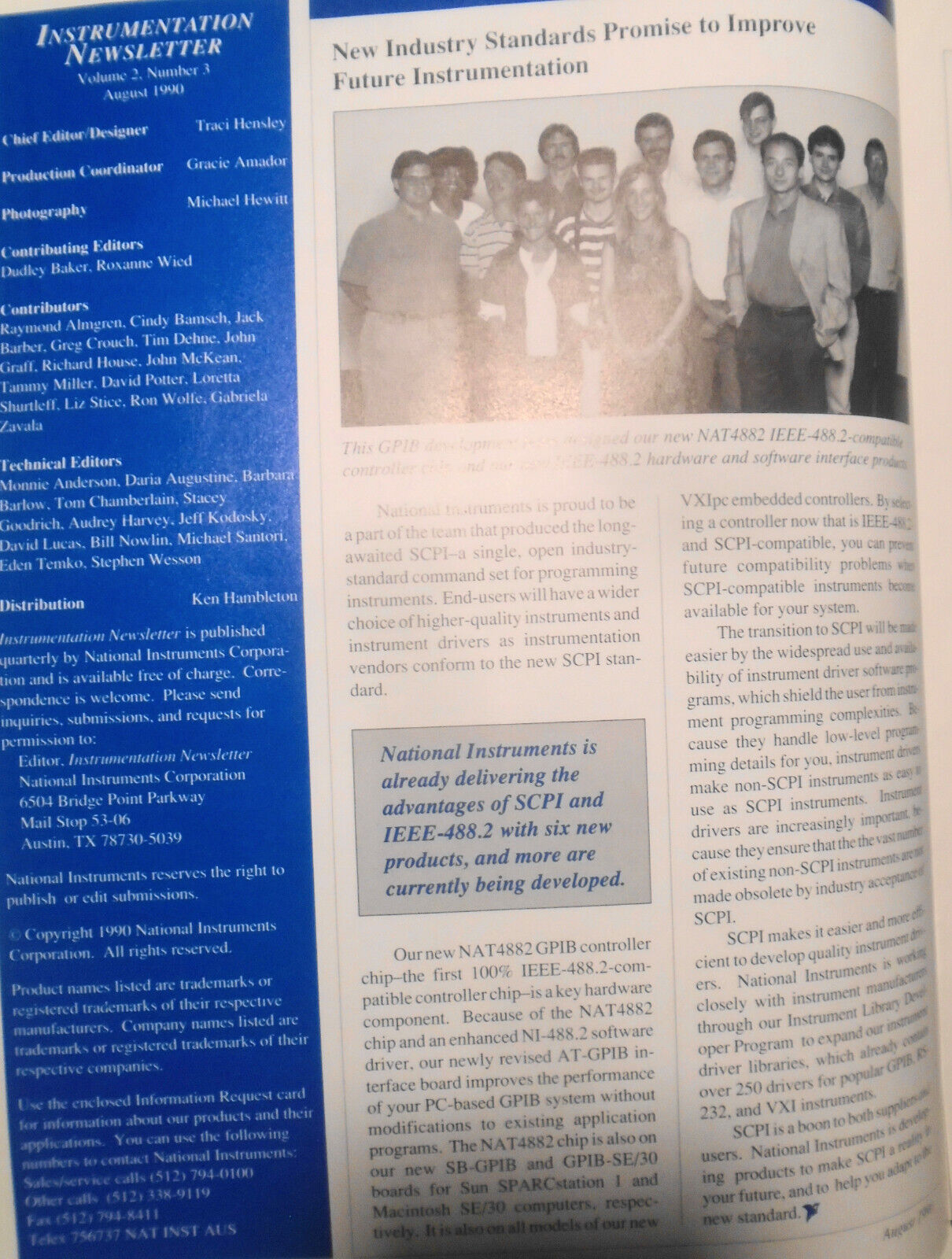 Instrumentation Newsletter, by National Instruments - August 1990, Vol. 2, N. 3