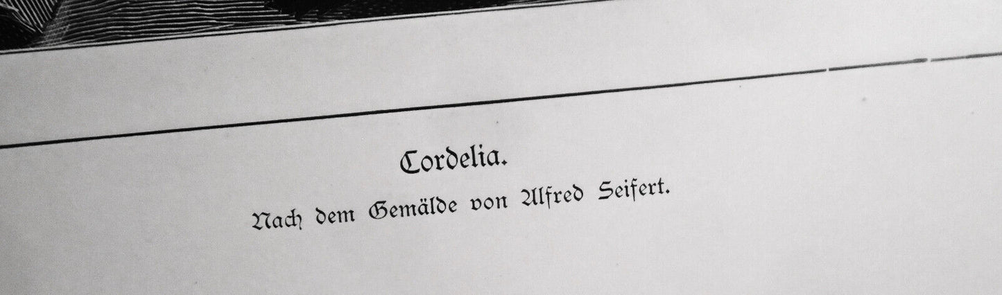 Cordelia, by Alfred Seifert -- 1884 -- Original antique print