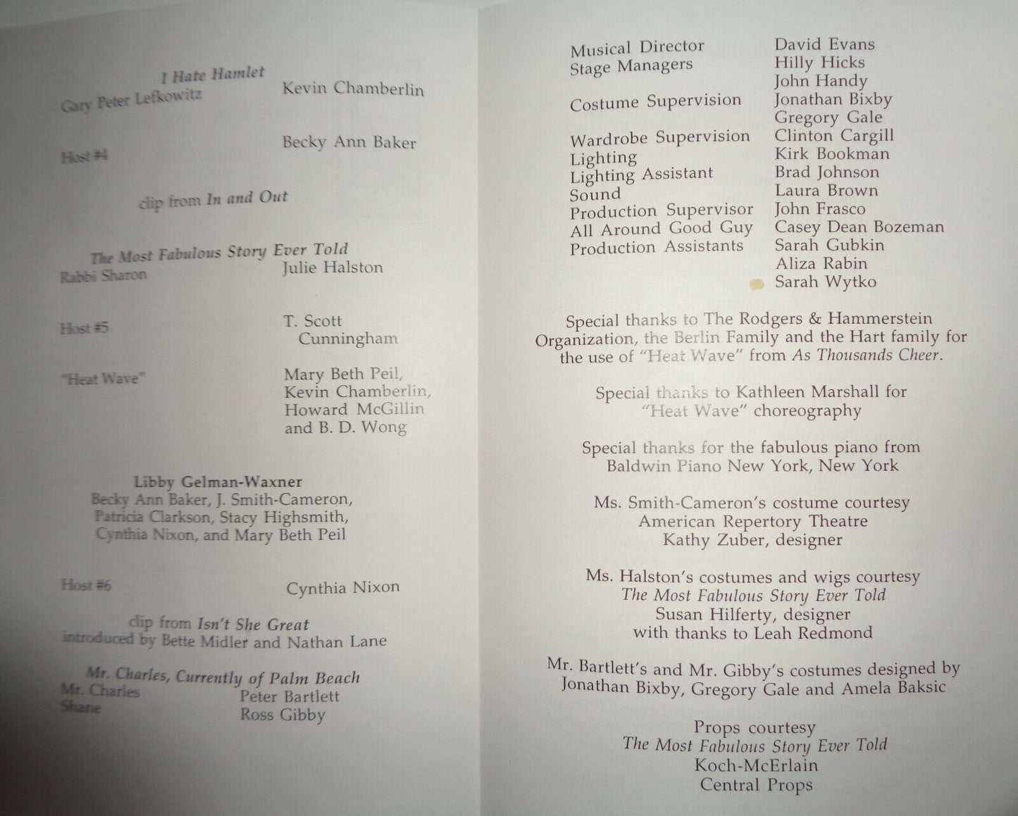 RUDE ENTERTAINMENT : DRAMA DEPT. SALUTES PAUL RUDNICK - PROGRAM - APRIL 19, 1999