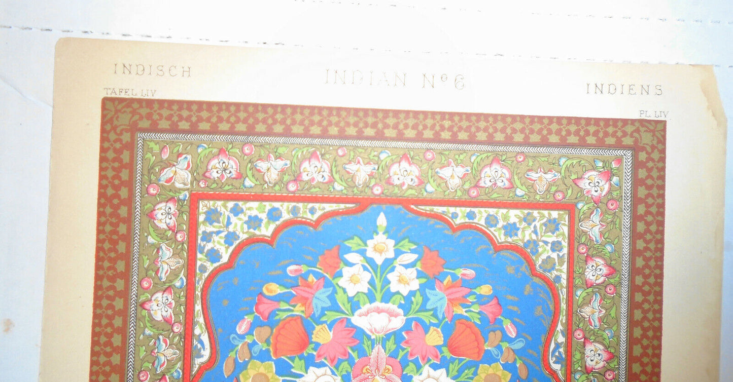 1868 Indian Nos. 6, 6* & 5* - Three Lithographs from The Grammar of Ornament