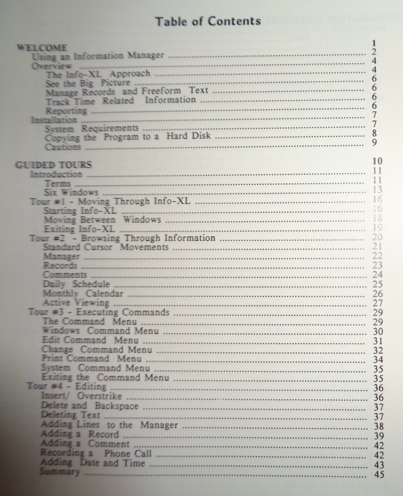 Info-XL, by Valor Software. Information management for IBM & compatible PCs 1988