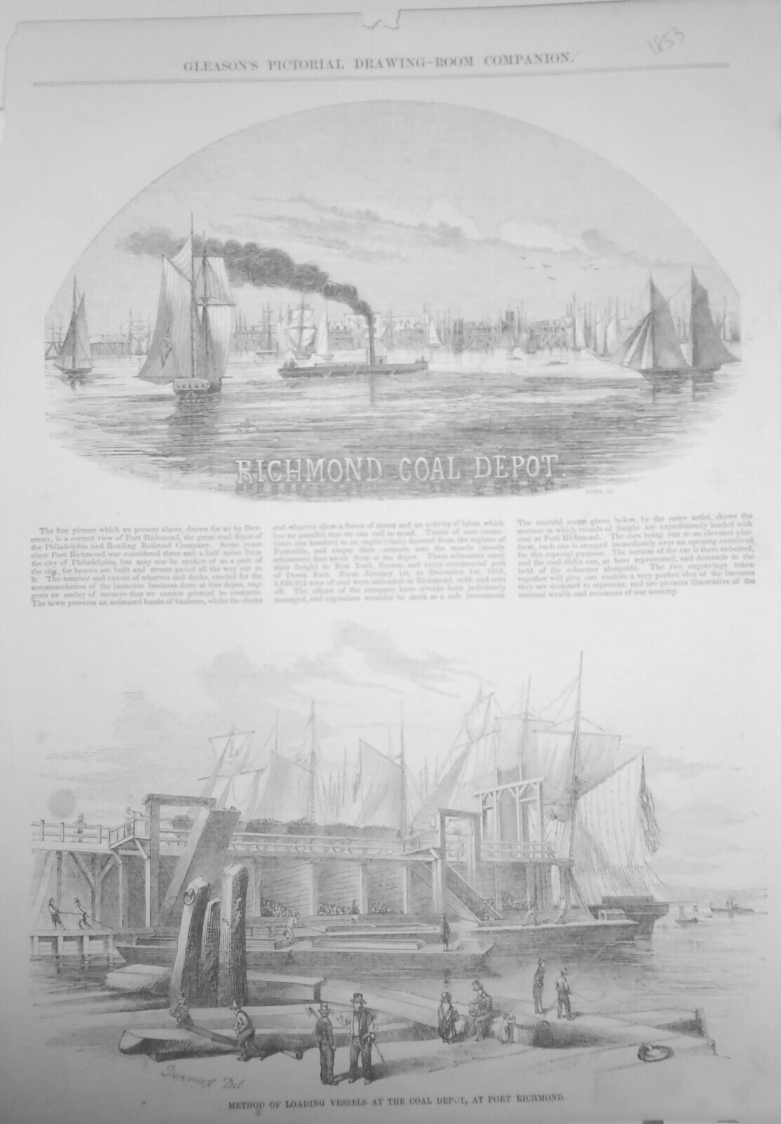 Richmond Coal Depot - Gleason's 1853 - Story & 2 Prints