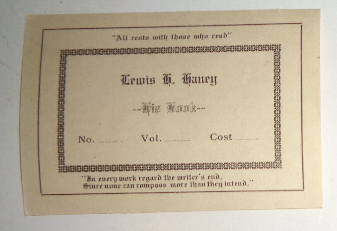 Lewis H. Haney, economist - Ex Libris bookplate