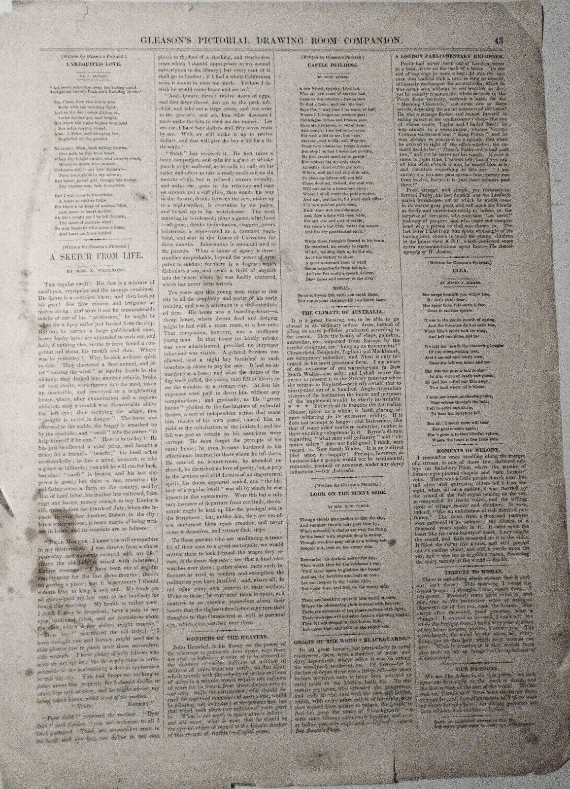 Osgoode Hall, Toronto & Crossing The Rapids.--a Canadian Scene - Gleason's 1852