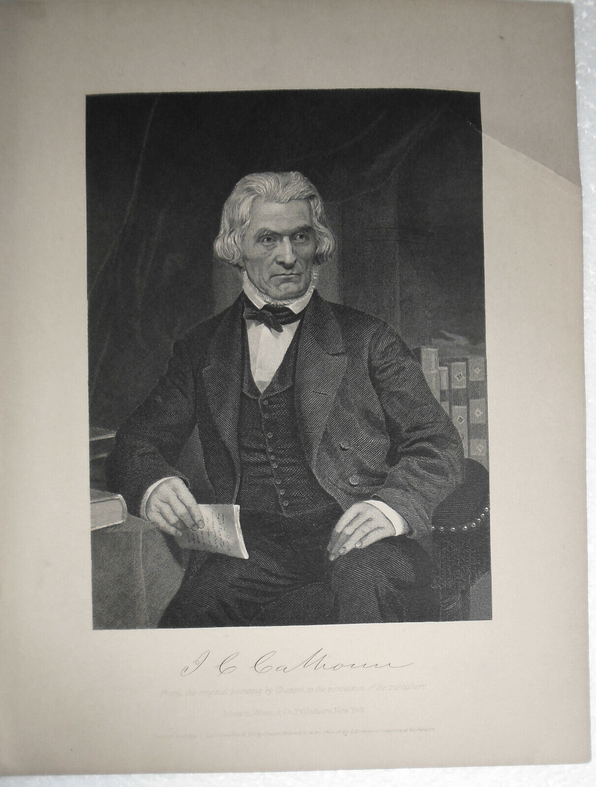 John Caldwell Calhoun - steel engraving - 1876 Duyckinck Internationale Gallerie