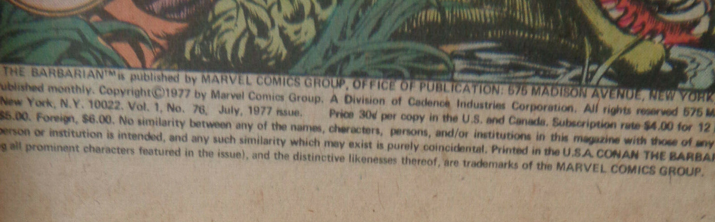 Conan the Barbarian - Marvel Comics #76 July 1977