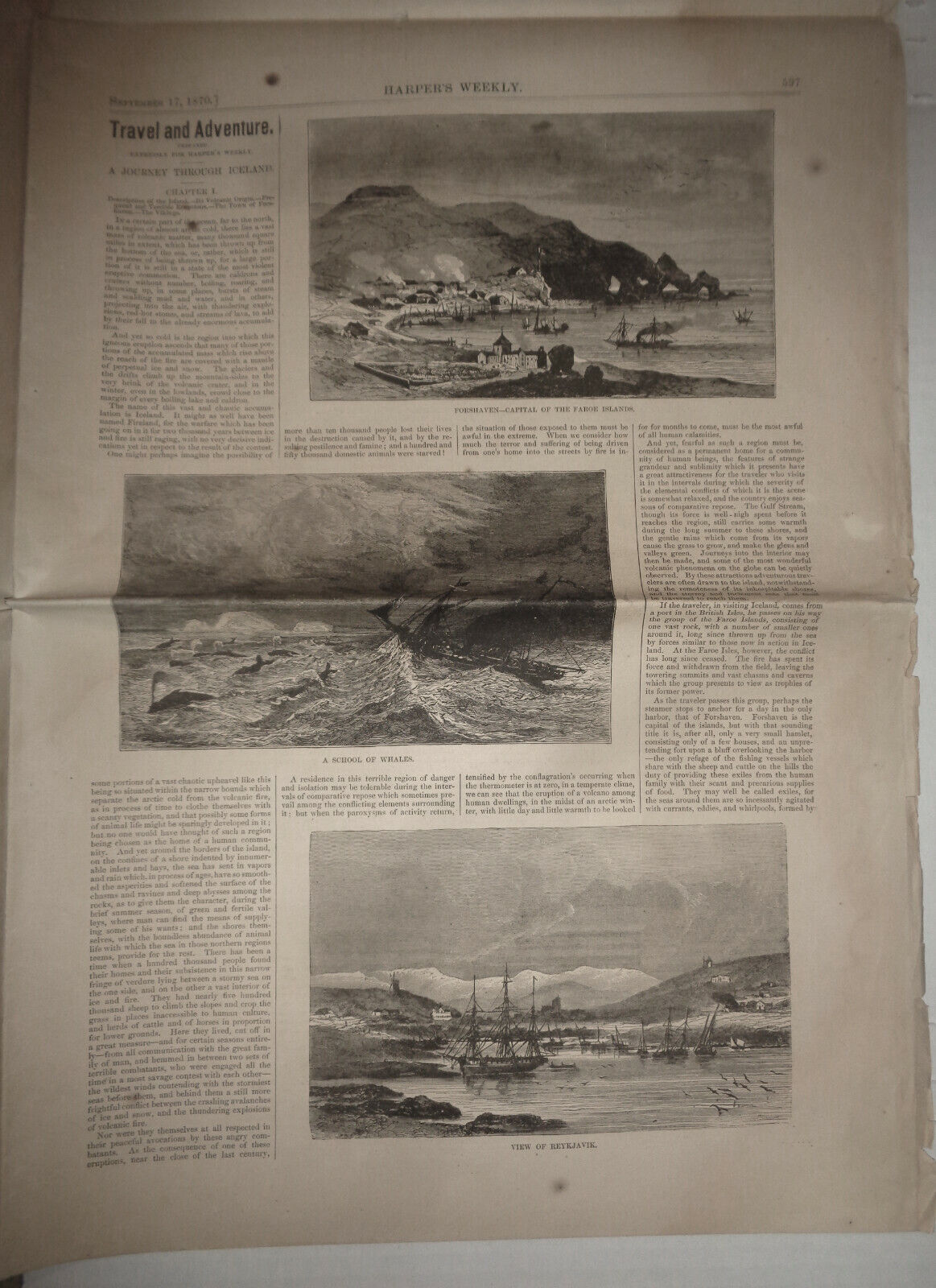 HARPER'S WEEKLY SEPTEMBER 17, 1870 - FORTIFICATIONS OF PARIS; PRUSSIANS; ICELAND