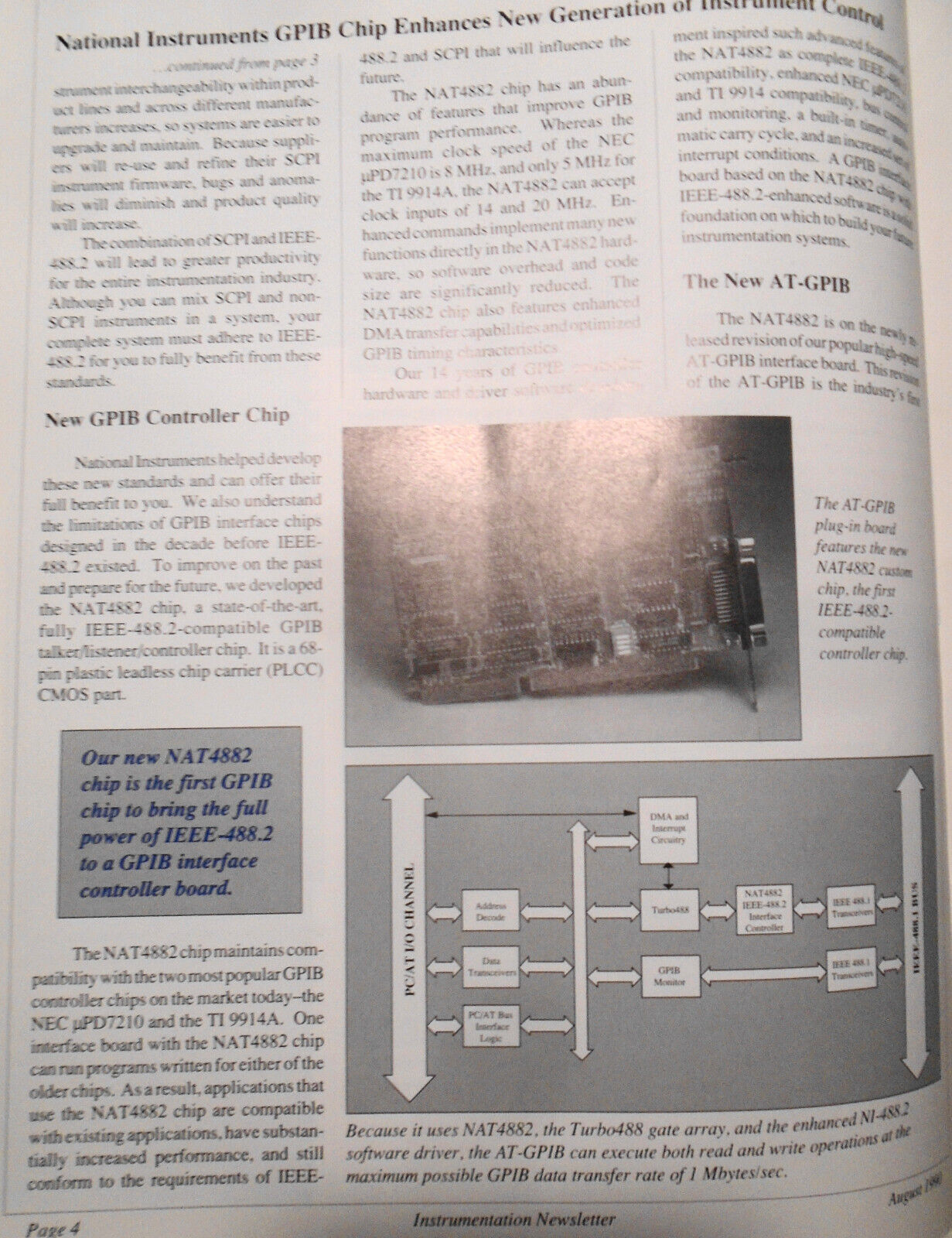 Instrumentation Newsletter, by National Instruments - August 1990, Vol. 2, N. 3