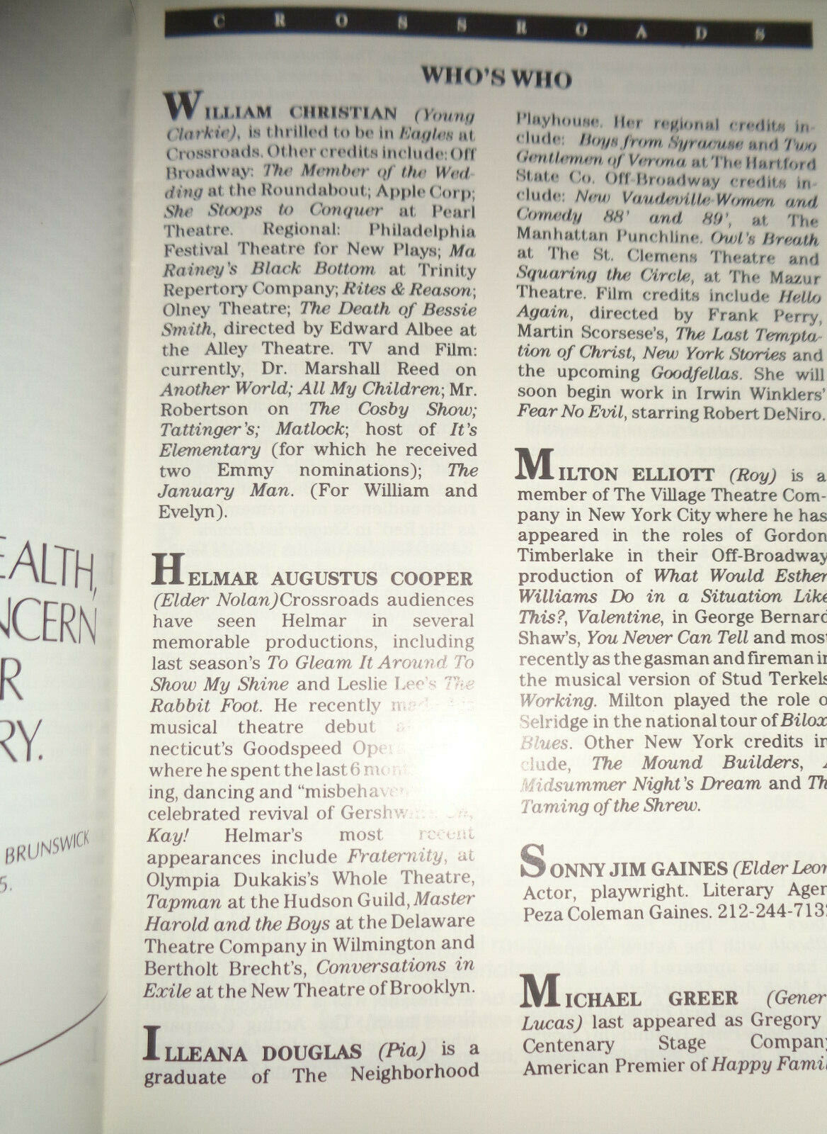 BLACK EAGLES, STORY OF THE TUSKEGEE AIRMEN - PROGRAM - NJ: CROSSROADS THEATRE