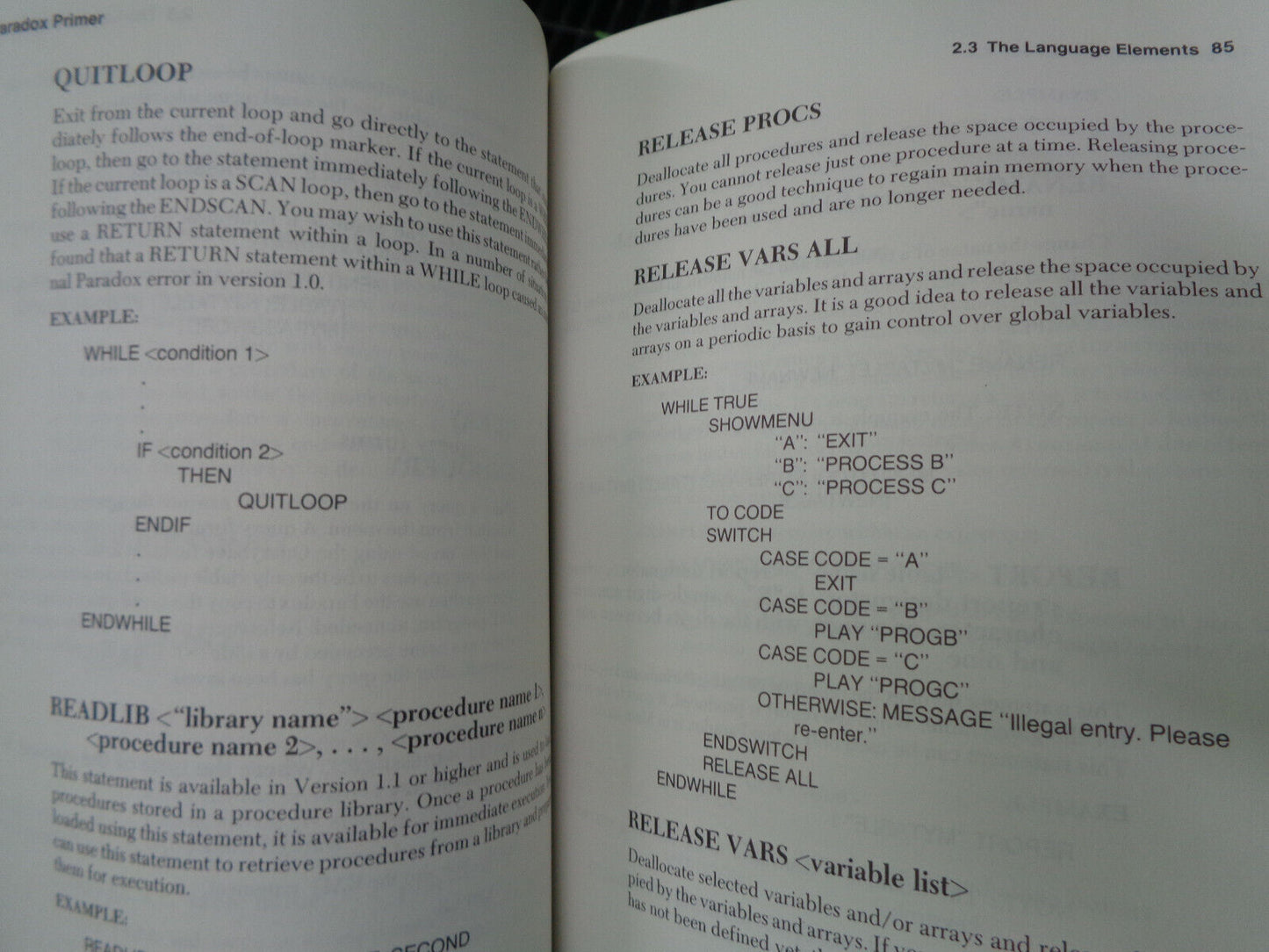 Programming with Paradox, by Cary Prague & Paradox for Programmers by Dinerstein