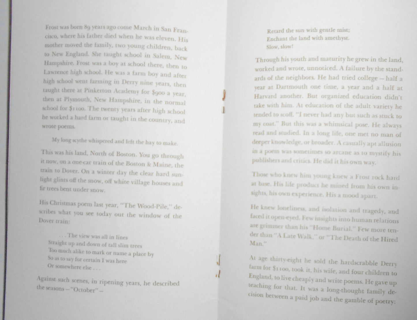Robert Frost 1874 - 1963, by Louis M. Lyons -- pamphlet text of radio broadcast