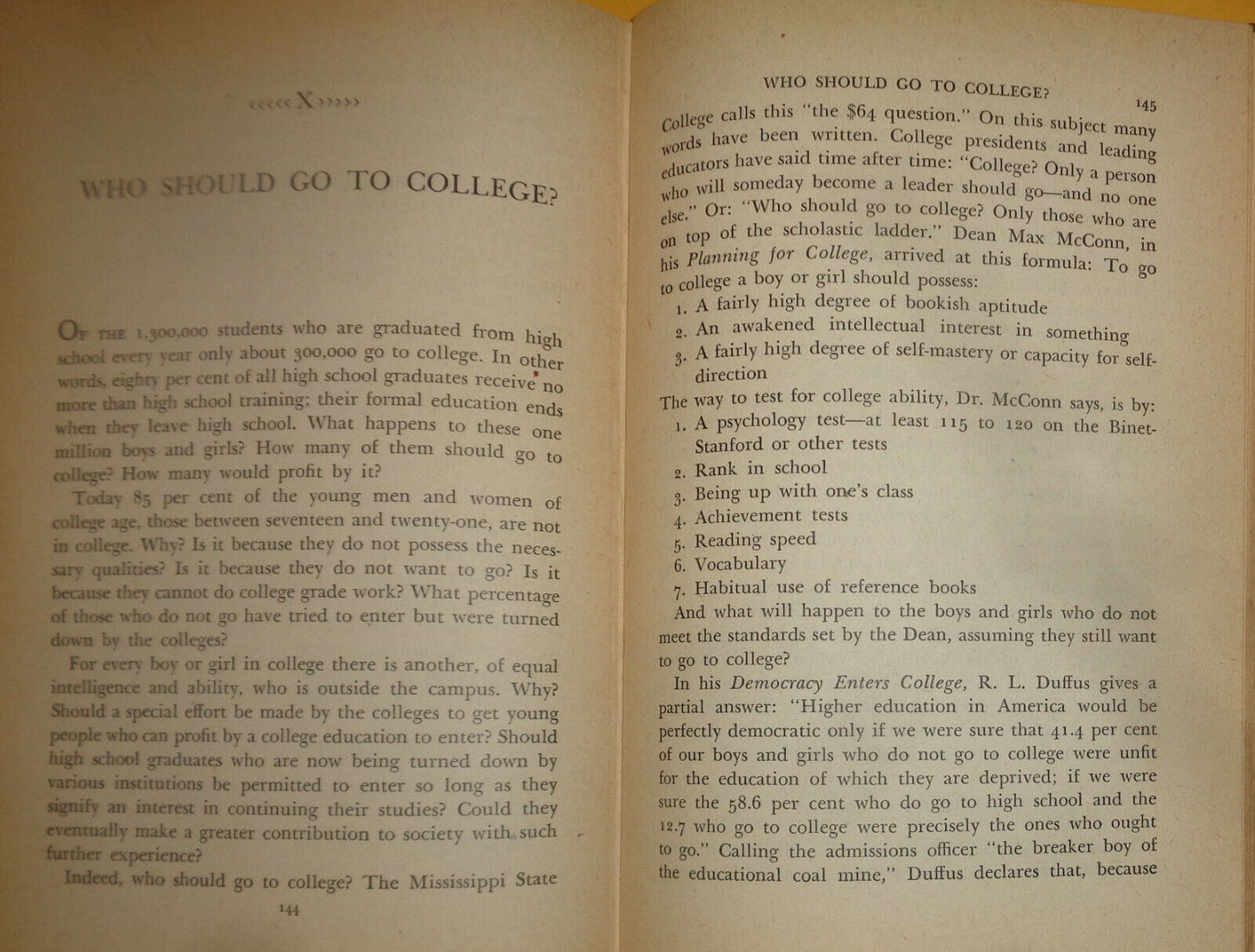 Admission to American Colleges, by Benjamin Fine. SIGNED First edition 1946