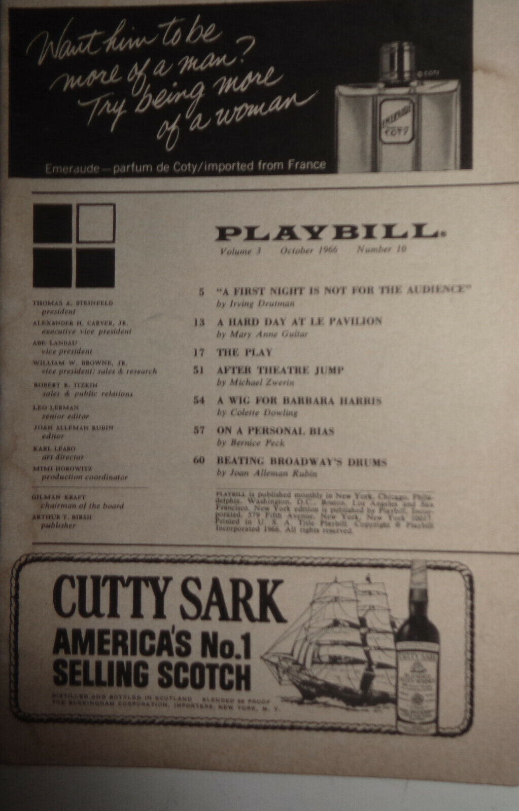 A DELICATE BALANCE - PLAYBILL - OCT 1966 - JESSICA TANDY, HUME CRONYN