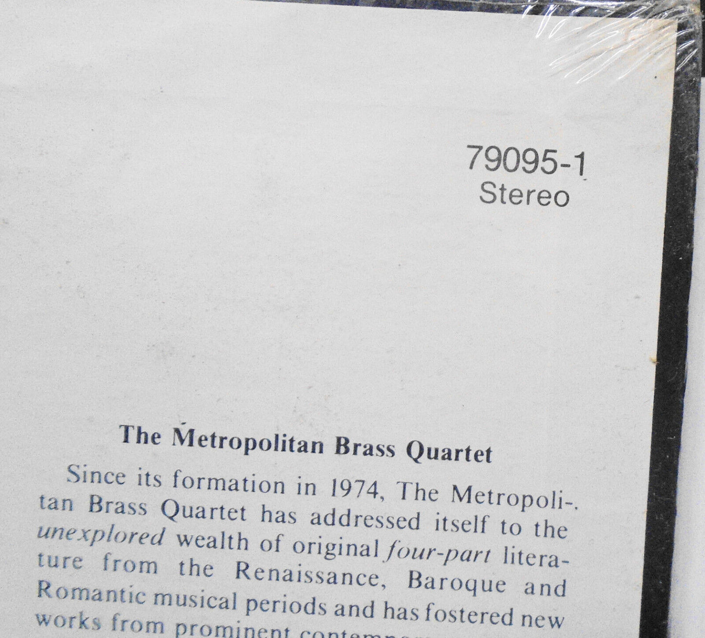 Discoveries, 3 Centuries For 4 Brass by Metropolitan Brass Quartet LP **SEALED**