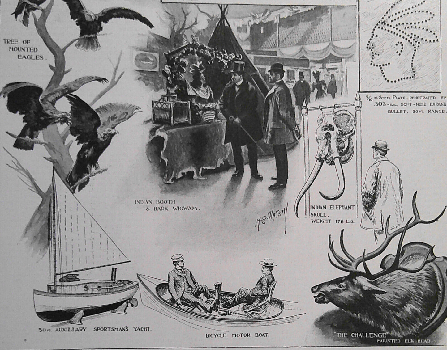 At the Fourth Annual Sportsmen's Exhibition, Madison Square Garden. HW, 1898.