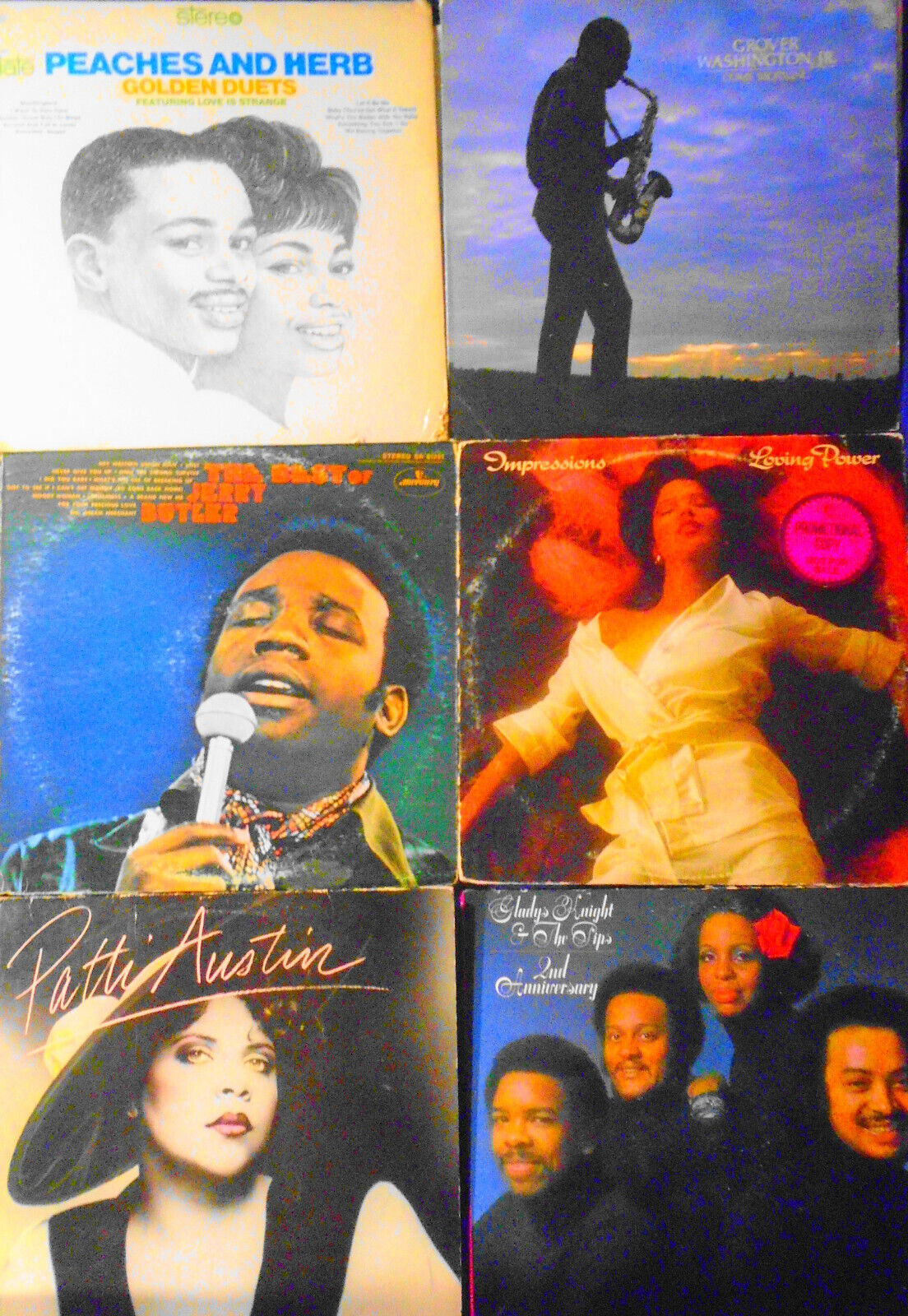 Lot of 6 R&B Soul vinyl LP record albums - Gladys Knight, Jerry Butler et al