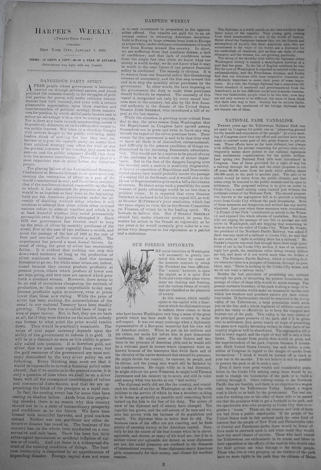 Rough Weather at Sea - Steamer on Winter Voyage. Harper's Weekly, 1893 original