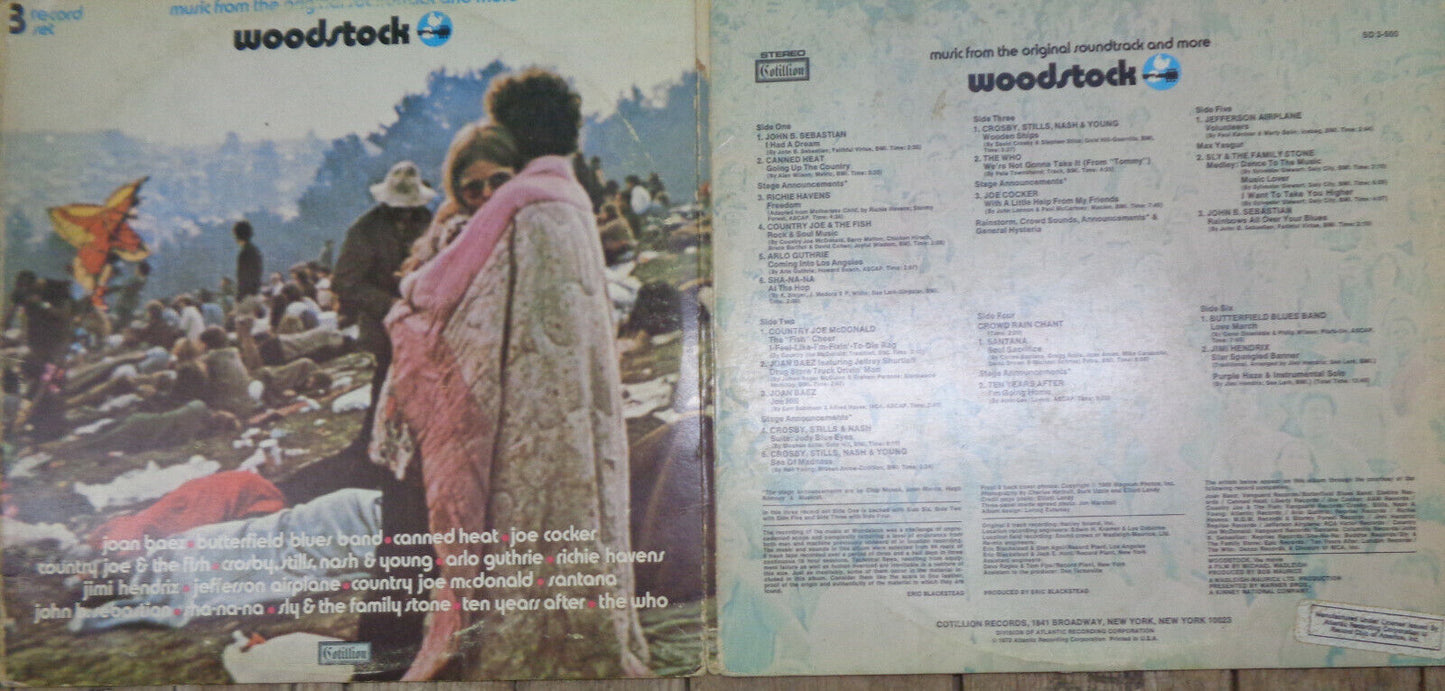 Six soundtrack LPs lot - Woodstock (3xLP, 1970), Chidren of Sanchez (2xLP) + 4