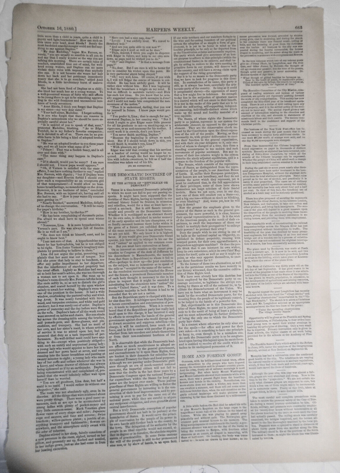 The American Line of European Steamers - on Board the "Indiana." Harper's W 1880