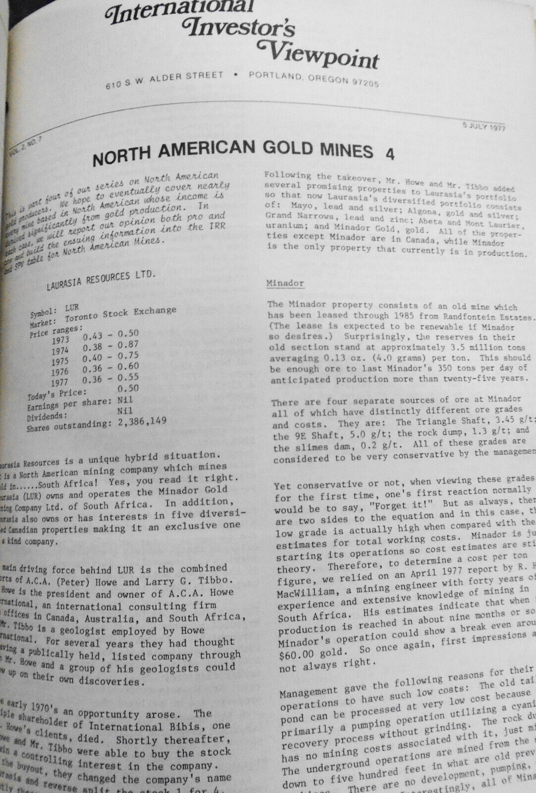 International Investor's Viewpoint - 38 Issues 1976-8 - gold, oil, mining, bonds