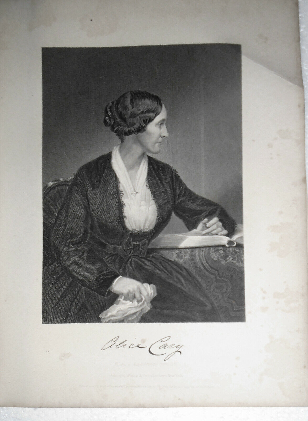 Alice Cary, poet - steel engraving - 1876 - Duyckinck Internationale Gallerie