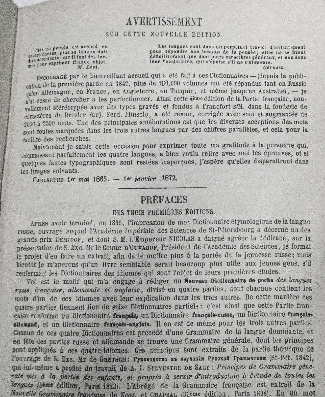 1900 Nouveaux dictionnaires parallèles des langues (4) ... Pt. 2 ... français