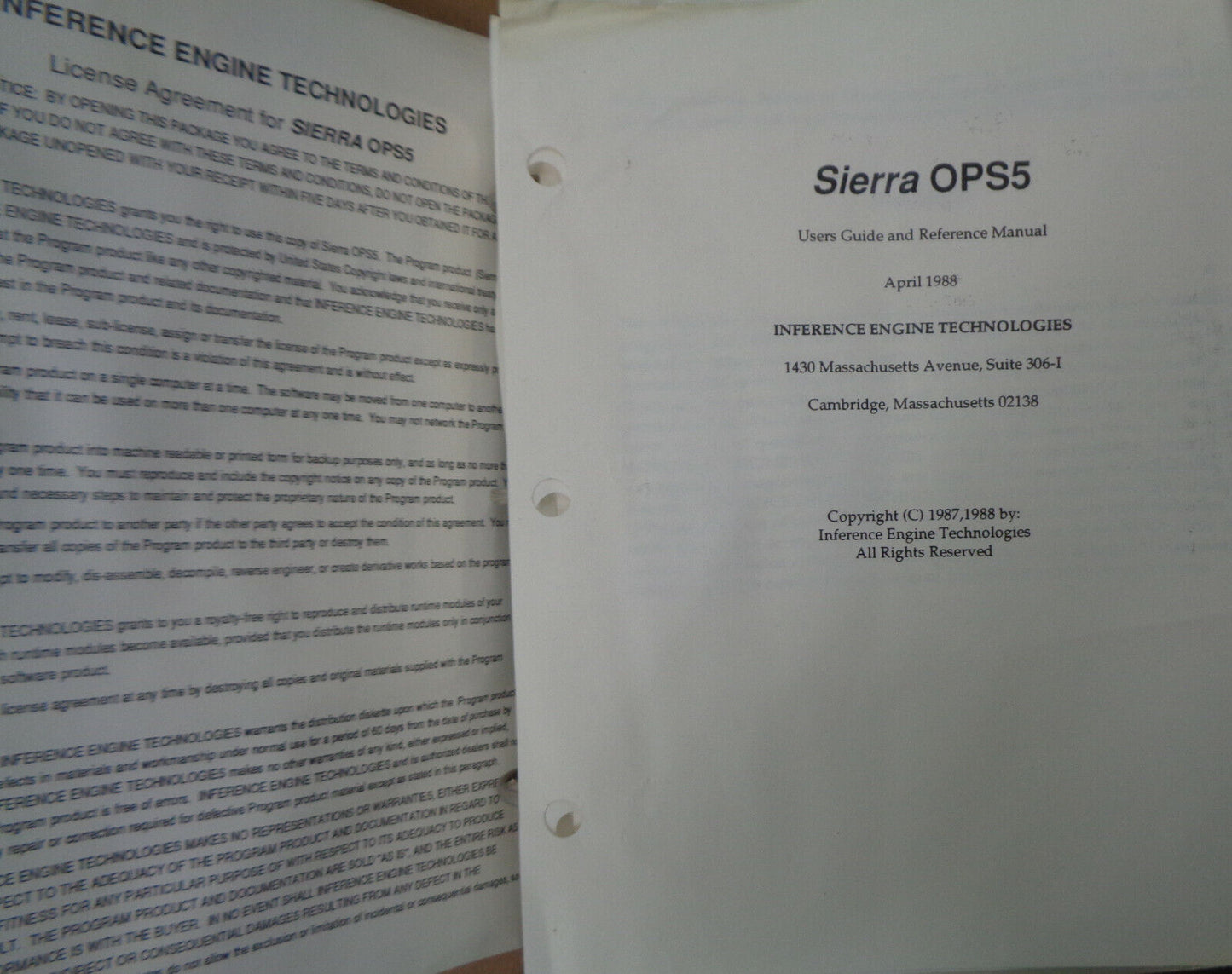 SIERRA OPS5 Rule-based Expert System Language, by Inference Engine Techno.. 1987